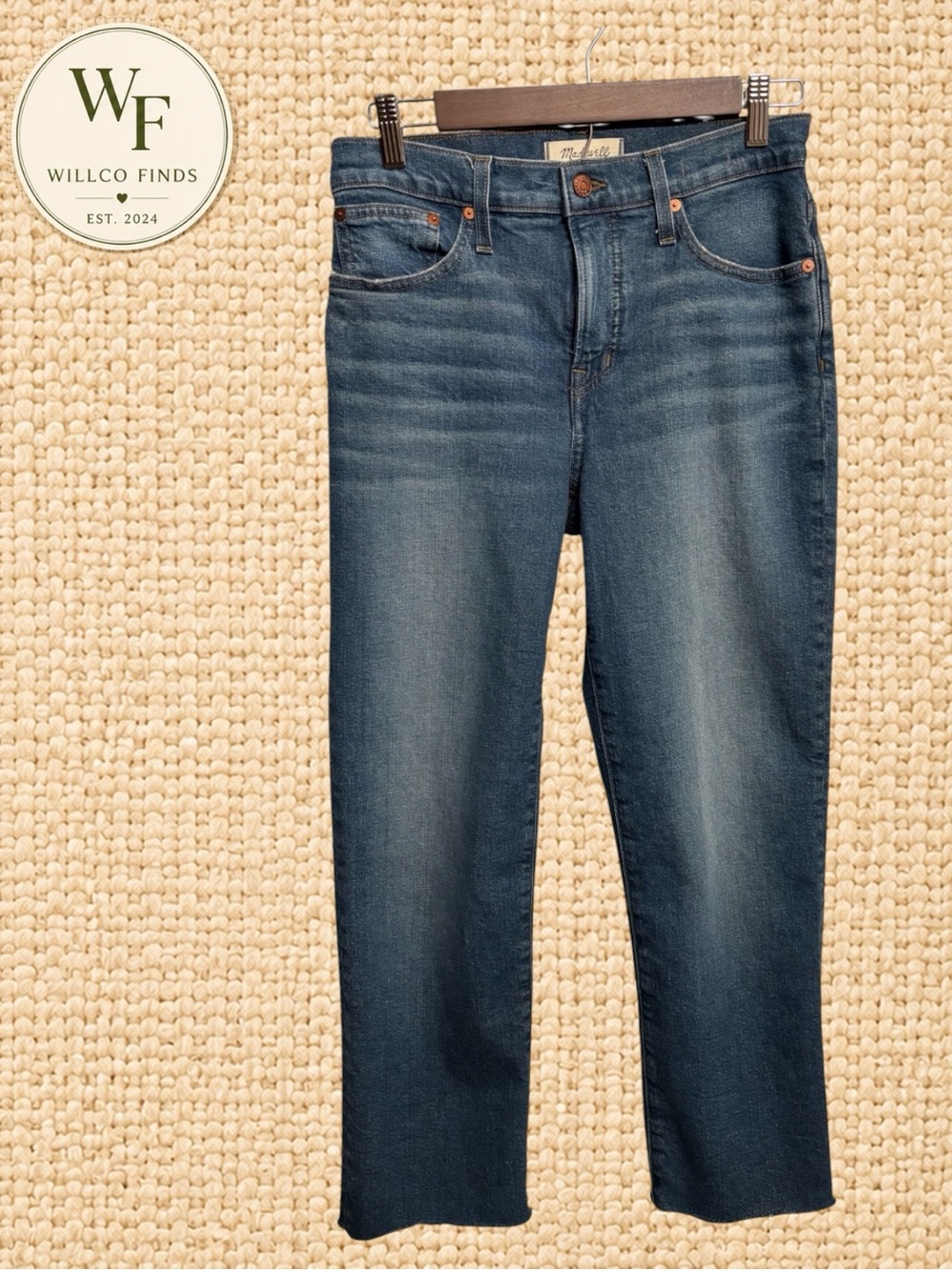 Madewell Mid-Rise Perfect Vintage Straight Jeans Size 26 Medium Wash Raw Hem